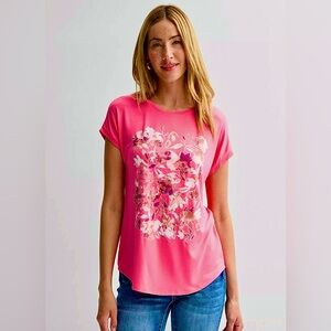Apt. 9 Women's Coral Floral Tee NWT